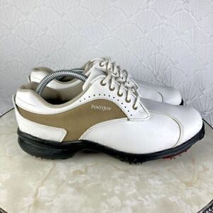 FootJoy‎ Golf Shoes Womens 7 White Brown GreenJoys Soft Spikes Lace Up Sneakers
